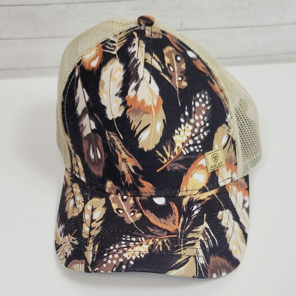 Ariat Feather Print Ball Cap, One Size Fits Most - Picture 1 of 10